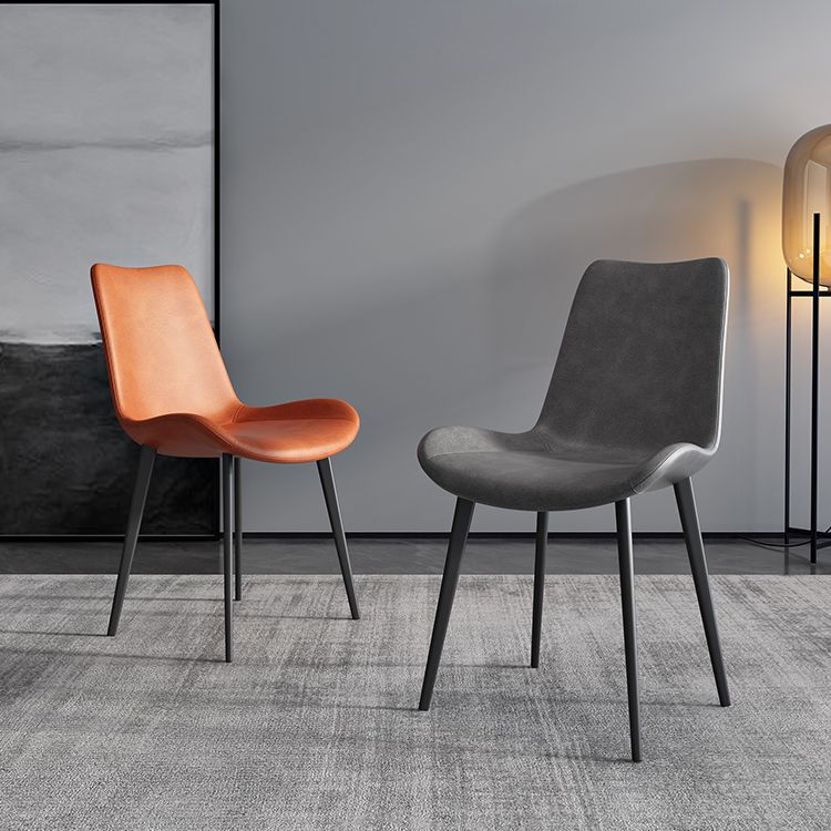 Silla de comedor estilo moderno, sillas sin brazos con patas de metal para cocina
