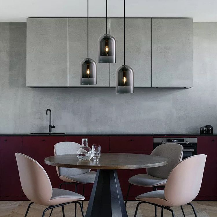 1 leichte Anhängerlampe moderne minimalistische Bell -Doppelglas -Hängelampe für Wohnzimmer