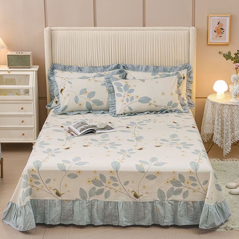 Sheets Cotton Floral Printed Breathable Ultra Soft Wrinkle Resistant Bed Sheet Set