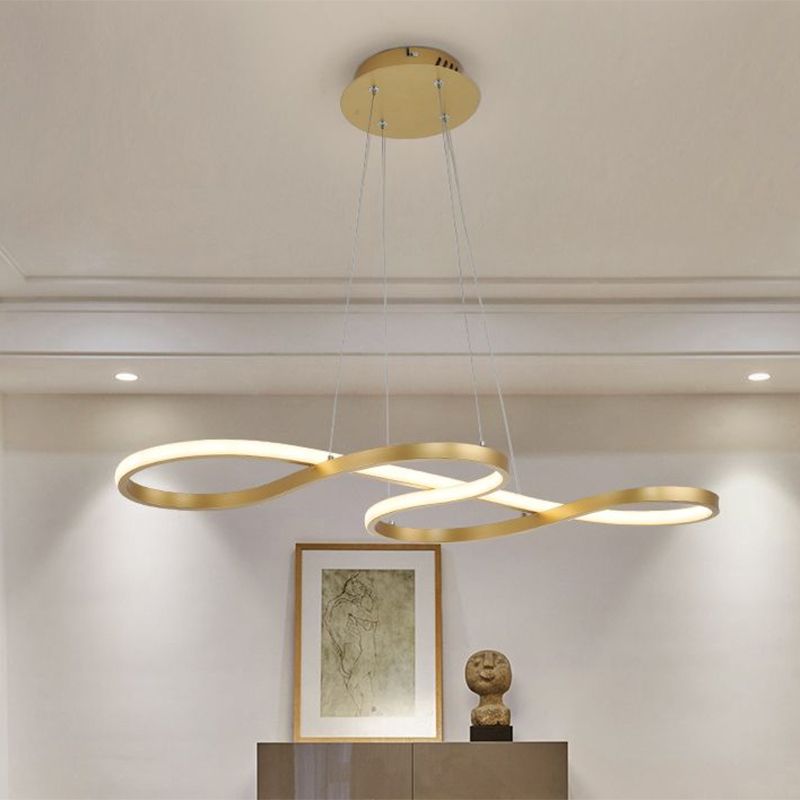 Lampada del lampadario a twining metallico Simplicità Black/White/Gold LED Apparecchiatura a sospensione in luce calda/bianca