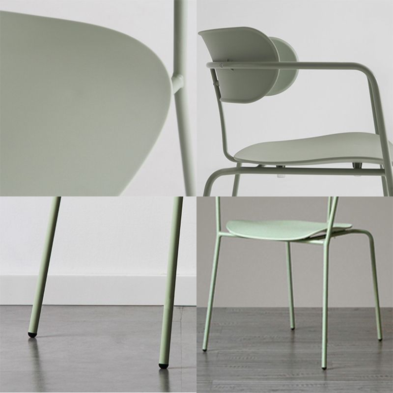 Contemporary Style Arm Chair Plastic Open Back Side Dining Chair with Metal Base