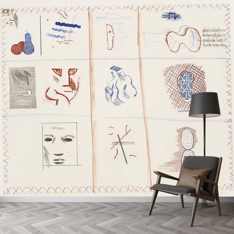 Custom Illustration Pop Art Murals with Franco-American Mail Painting in Red-Blue