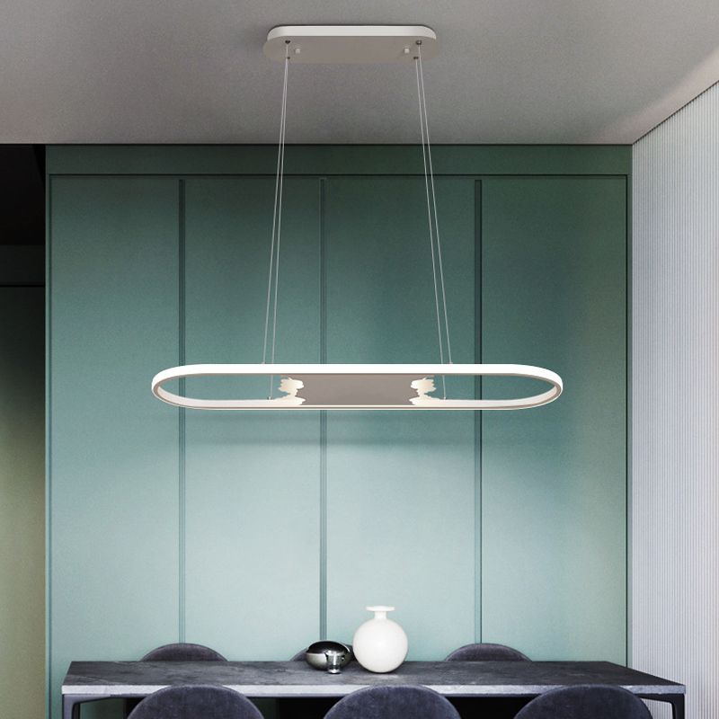 Pargante de suspensión ovalada de 35.5 "/47" de ancho LED de comedor acrílico LEDTING LEACHING en luz cálida/blanca/natural