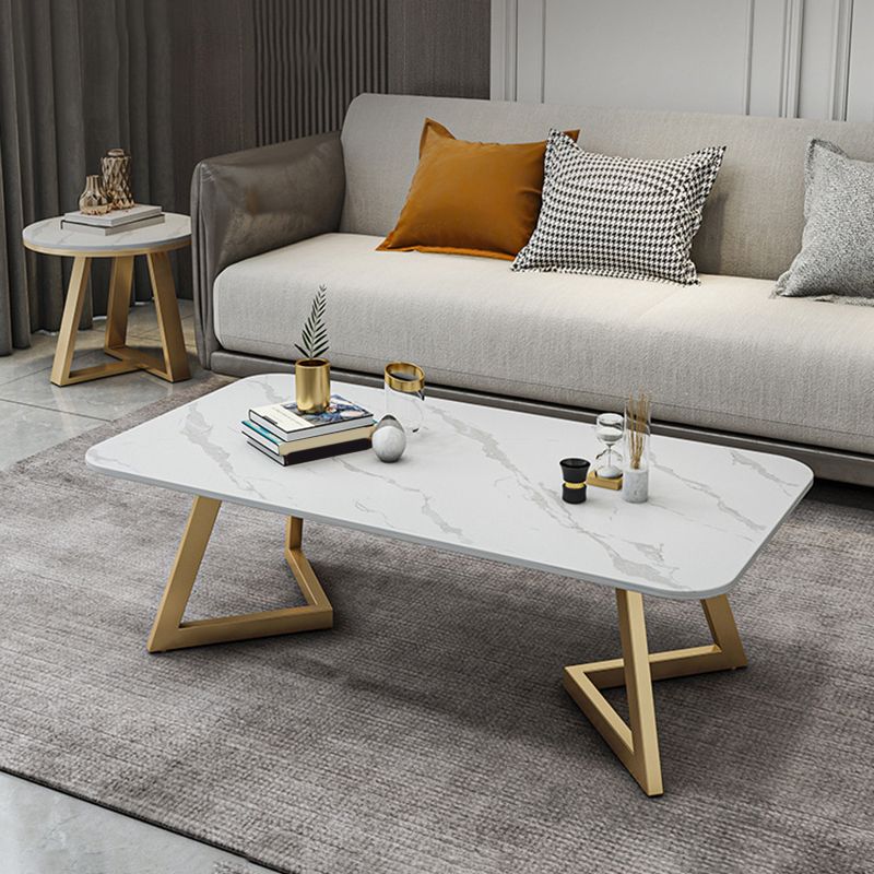 Luxurious Rectangular Slate Top Coffee Cocktail Table - 17.7" H