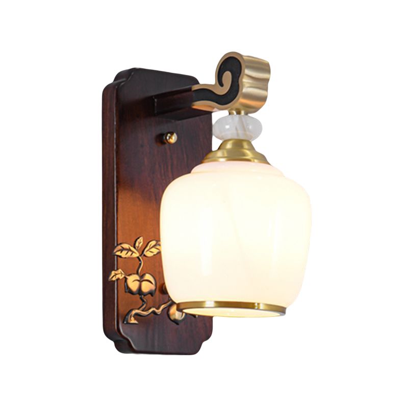 Glass Shade Wall Mounted Light Fixture Modernism Wooden Wall Mounted Sconce