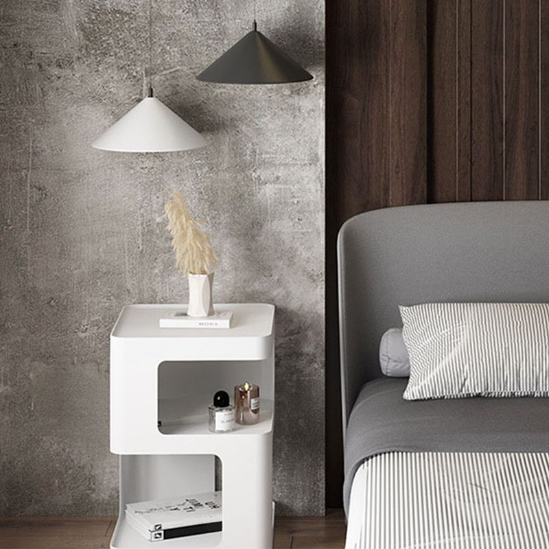 Metal Square End Table Modern 15.7" W Side Table with 2 - Shelf
