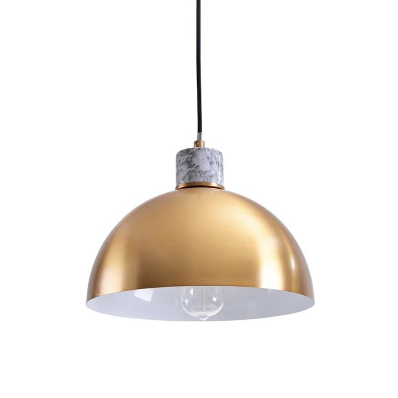 1 Light Kitchen Pendant Lighting Minimalist Brass Hanging Light with Dome Metal Shade