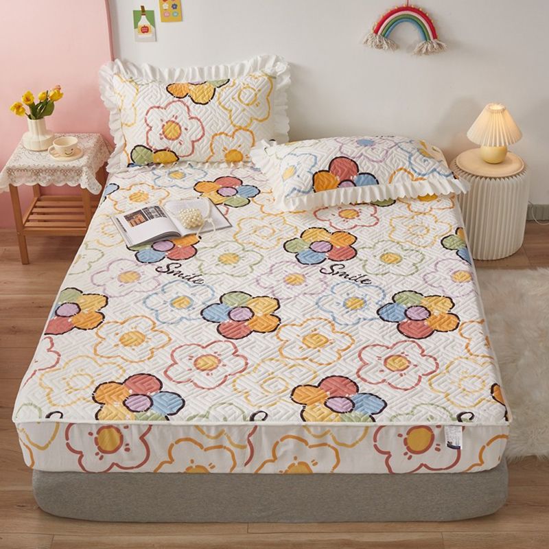 Fitted Sheet Cotton Floral Printed Breathable Ultra Soft Wrinkle Resistant Bed Sheet Set
