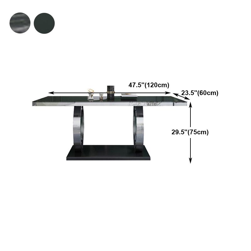 Rectangle Luxury Style Dining Table Fixed Table with Trestle Base