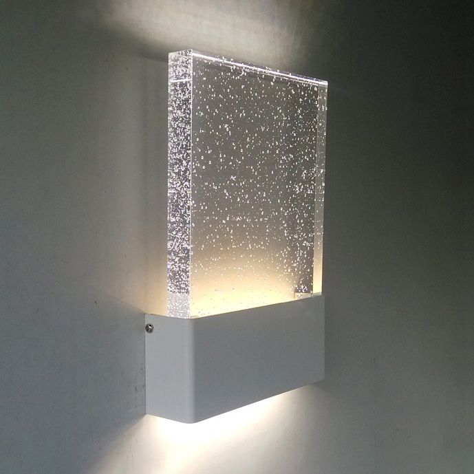 Bubble Crystal Rectangle LED Sconce Light Fixture Modern 1 Light Black/White Wall Light for Living Room Hotel