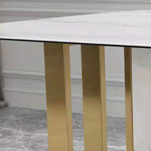 Glam Rectangle Dining Table Sintered Stone Table with Metal Legs for Home Use