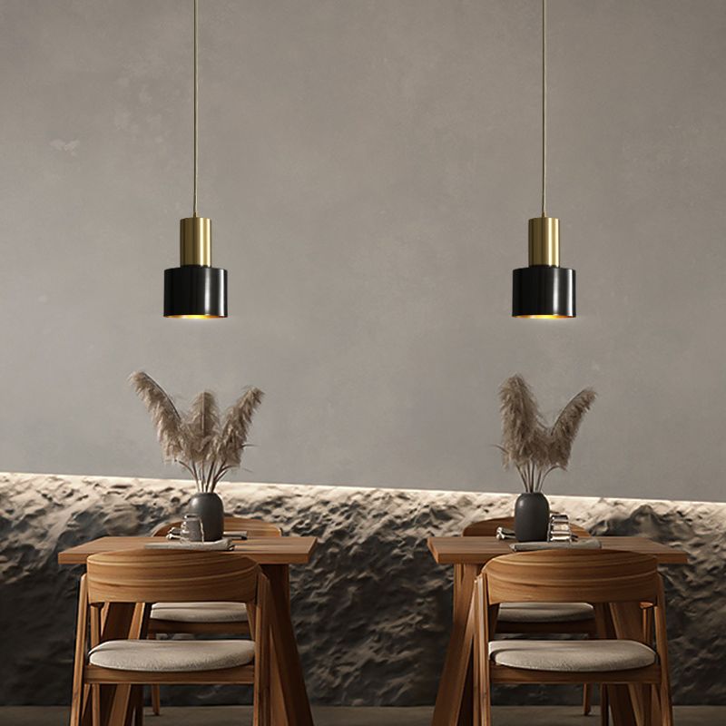 Minimalist Pendant Lighting Fixture Cylinder Hanging Ceiling Light with Metal Shade