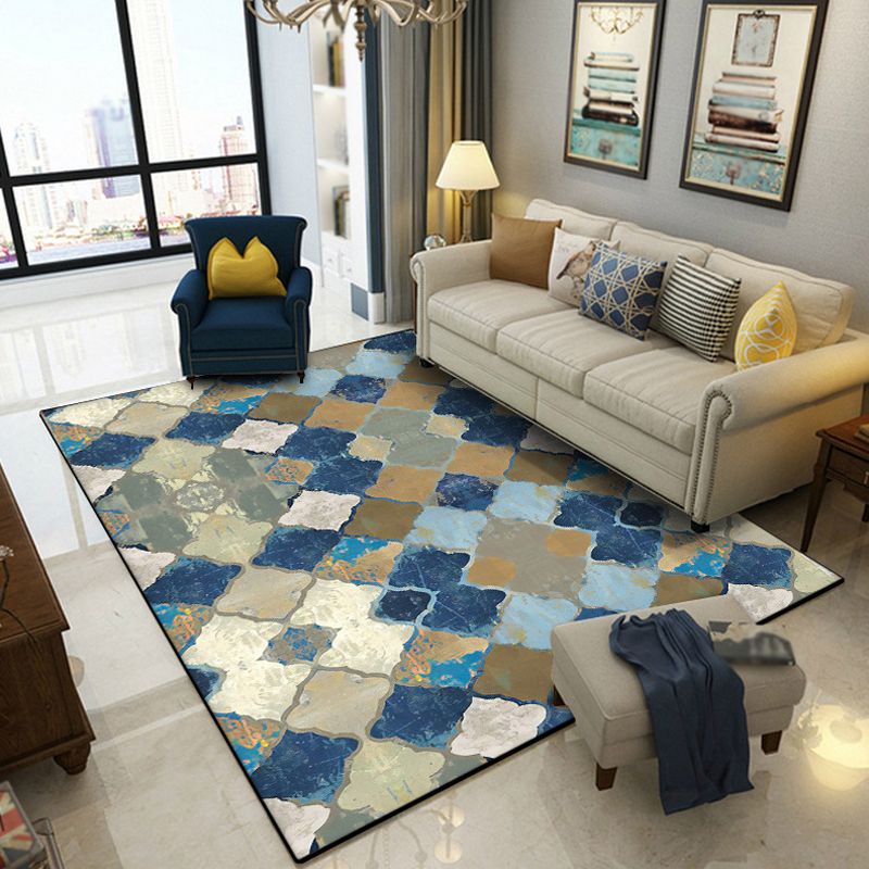 Tappeto area marocchina multicolore in poliestere ogee geometrico tappeto per animali domestici per il salone