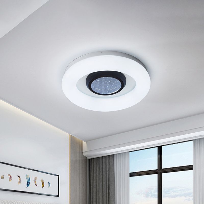 Bedroom LED Ceiling Flush Minimalist Black/Grey/Silver Flush Mount Light with Ring Acrylic Shade