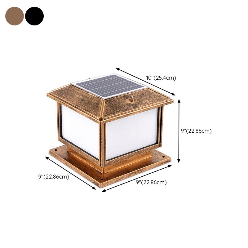 Geometric LED Pillar Light Modern Solar Lighting Fixture for Garden