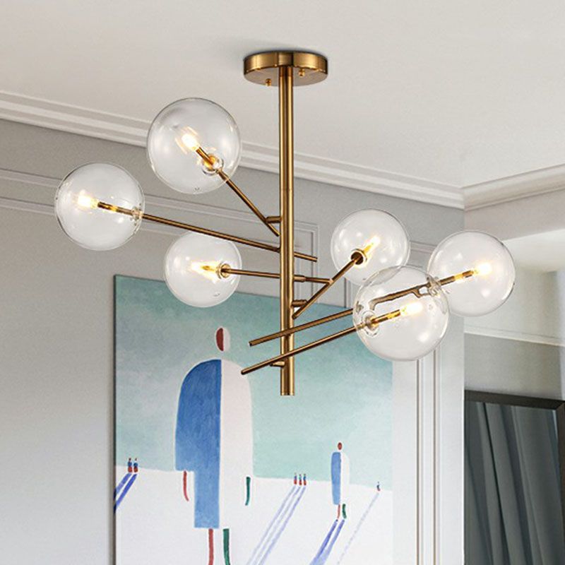 Luz de suspensión de estilo Postmodern de vidrio de restaurante de bola en oro en oro