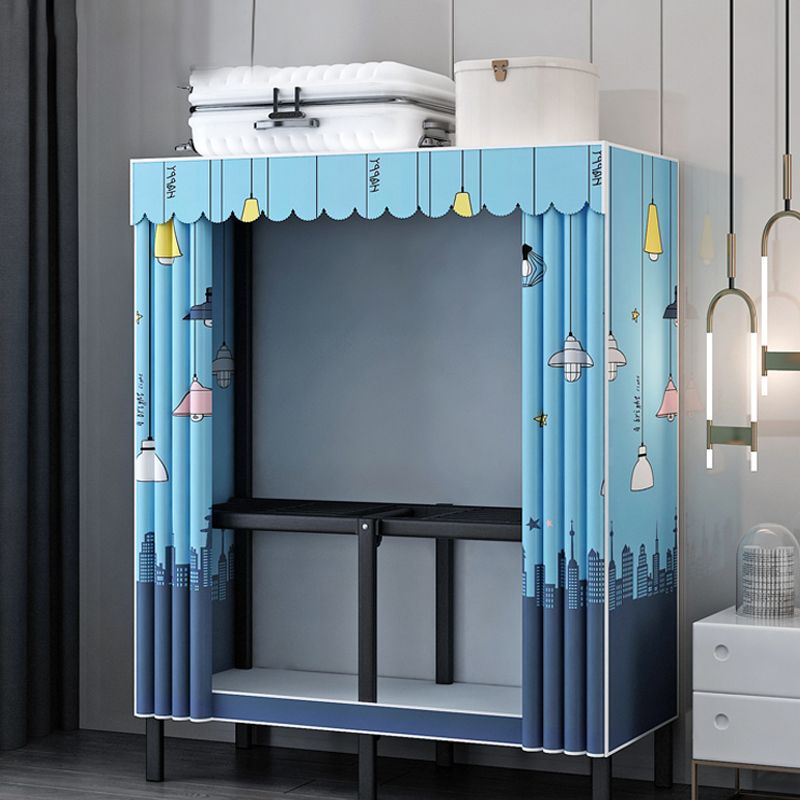 Contemporary Wardrobe Armoire with Shelves Steel Wardrobe Cabinet