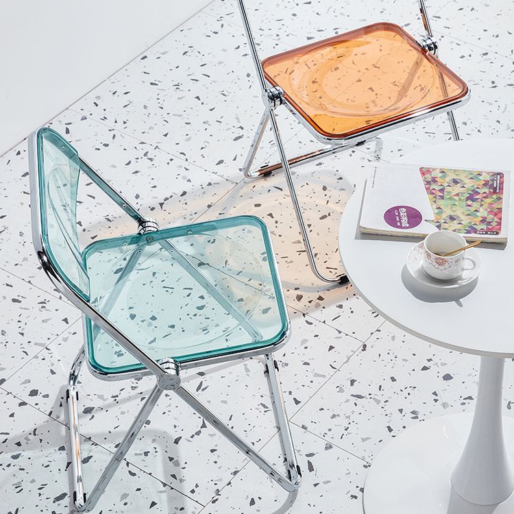 Chaise sans bras de salle à manger contemporaine en métal, chaise latérale de salle à manger simple à dossier ouvert