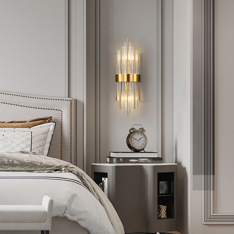 2 luces Diclas de pared Moderna Moderna de forma única Luz de montaje de pared de cristal en latón