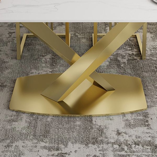 Table à manger en pierre frittée Guéridon de luxe traditionnel avec cadre doré