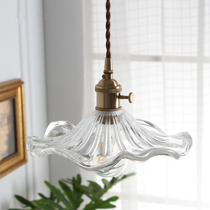 HALLWAY FOYER LOTUS BEAF hanger verlichting helder glas één licht eigentijdse hangende lamp