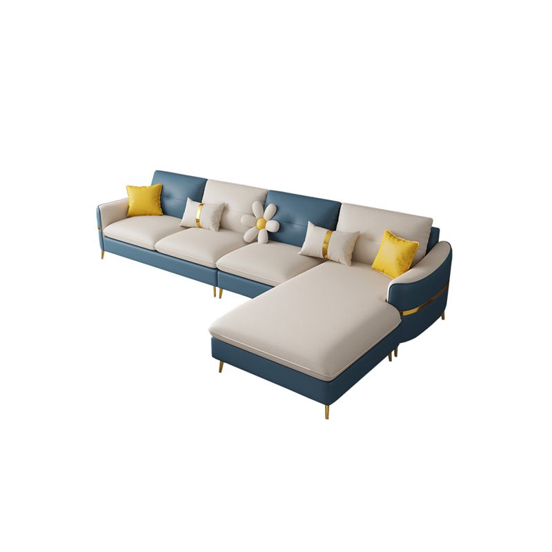 Faux Leather Square Arm Sofa with Pillows, 3/4 seat Sofa for Living Room