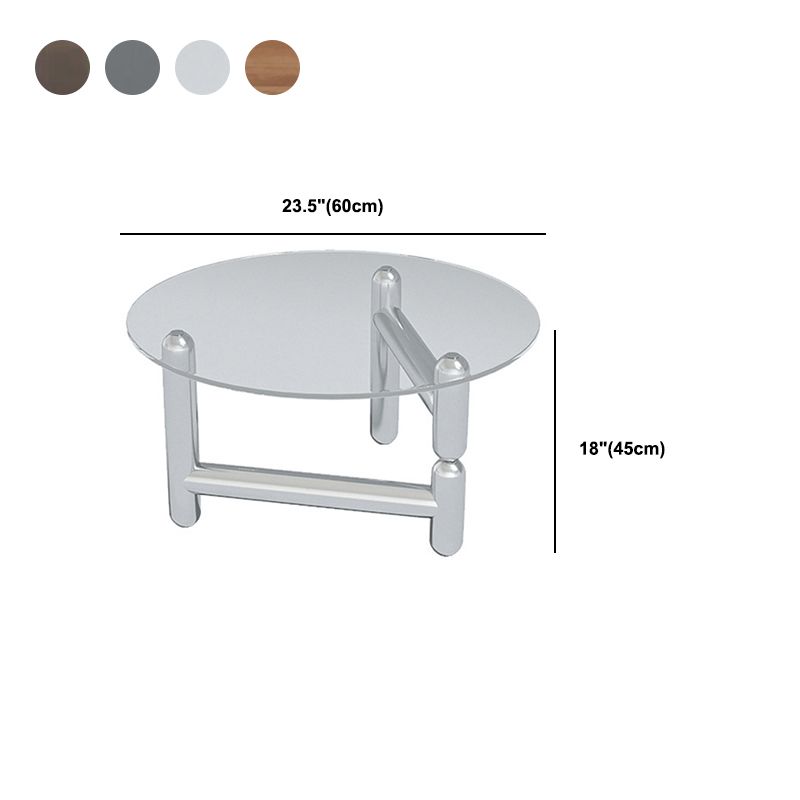 Round Glass Coffee Cocktail Table Steel 3 Legs 1 Single Coffee Table
