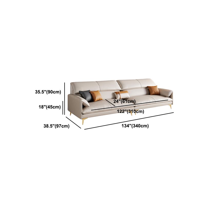 Standard Genuine Leather Contemporary Pillow Top Arm Stain Resistant Sofa Couch