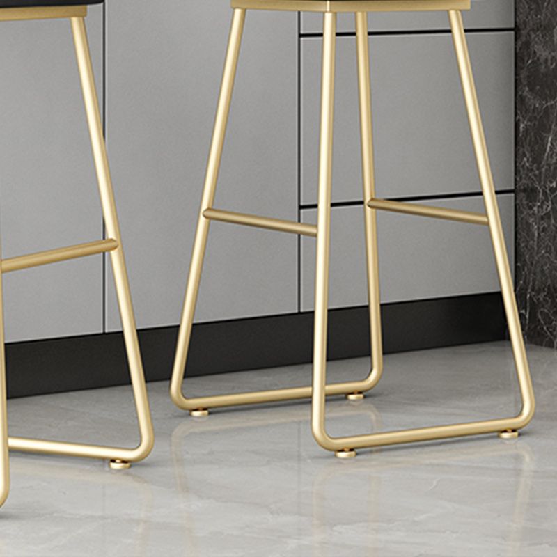 Modern Backrest Armless Counter Stool Iron Hight Stool with Velvet Cushion