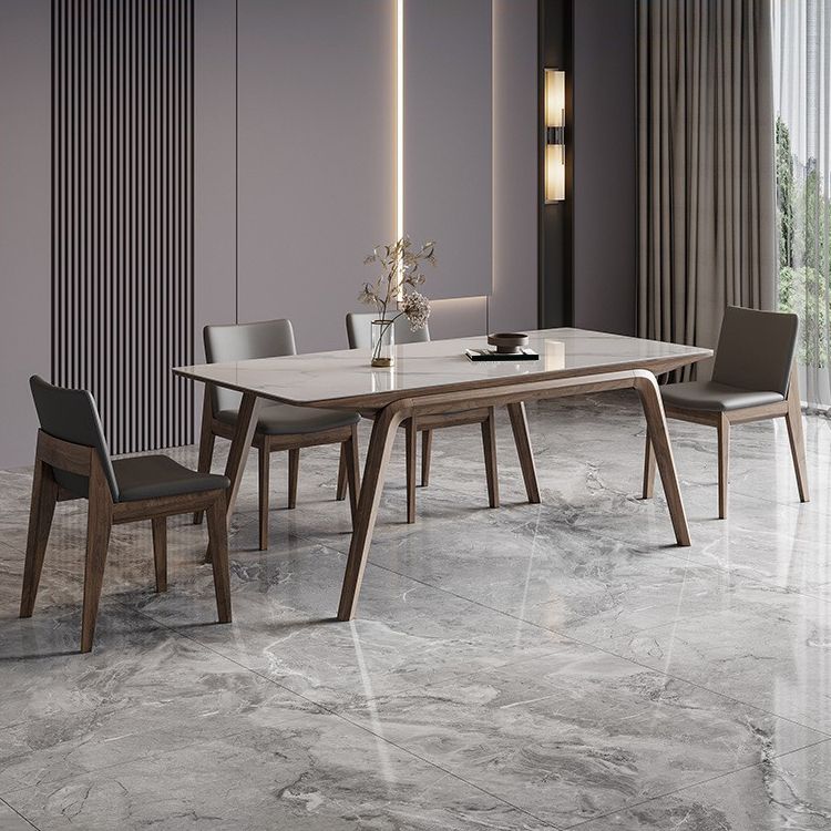 Industrial Dinner Table Stone Rectangle Dining Site Table in White