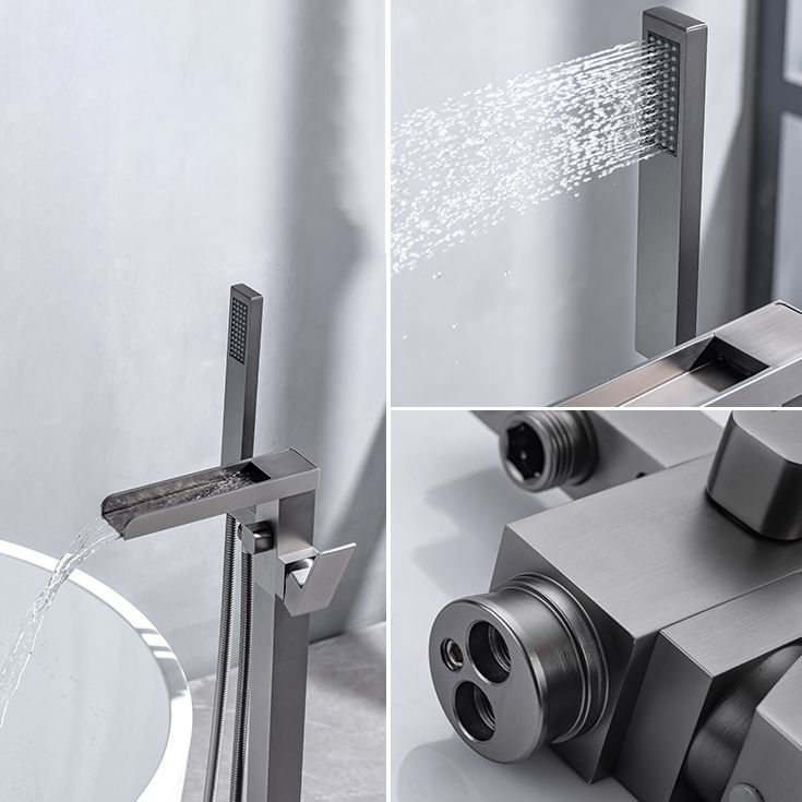 Floor Mounted Metal Freestanding Tub Filler Waterfall Freestanding Bathtub Faucet