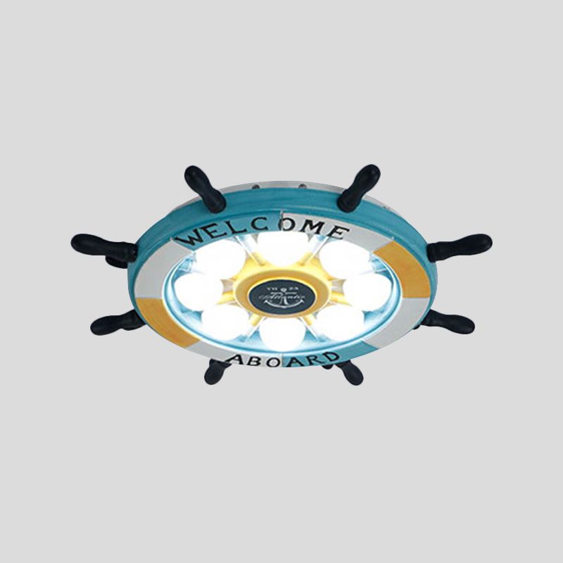 White/Orange/Blue Rudder Flush Lamp Coastal LED Acrylic Ceiling Mounted Fixture in White Light for Bedroom