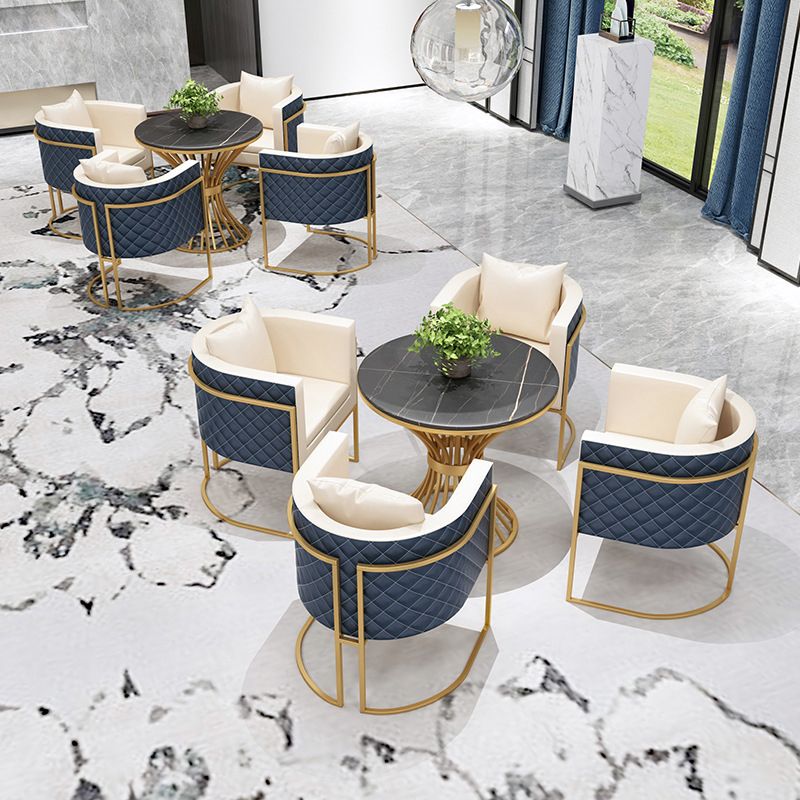 Glam Style Stone Dining Set Round 1/2/3/5 Pieces Dining Set for Home Use