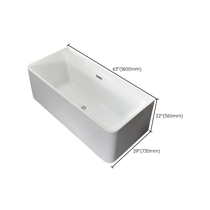 Back to Wall Bathtub Antique Finish Soaking Rectangular Modern Bath