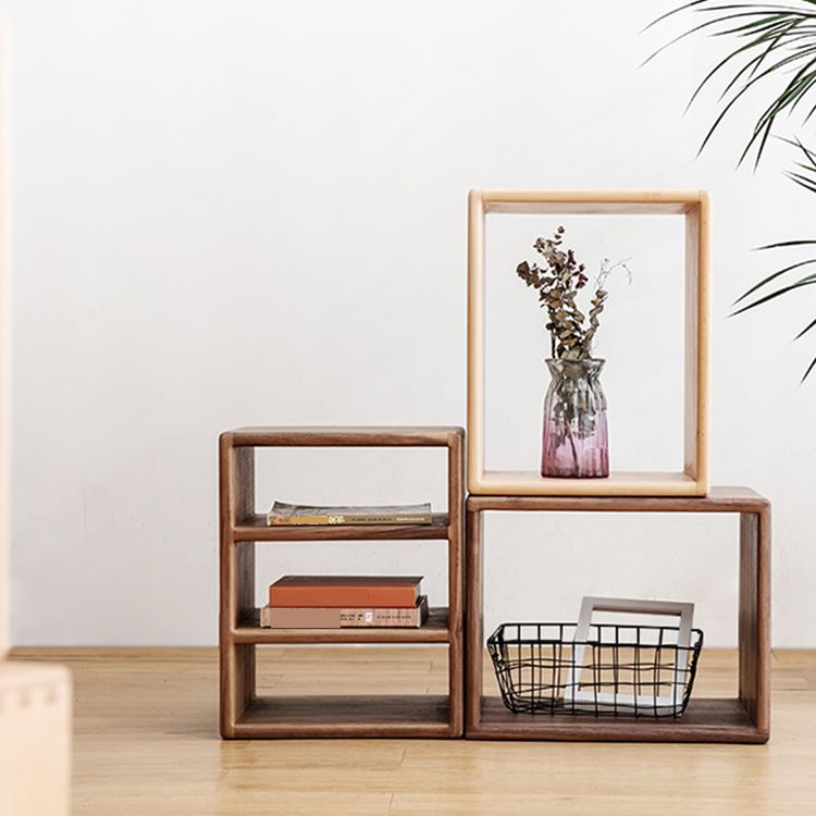 Contemporary Solid Wood Bookshelf Open Back Bookcase for Home Office