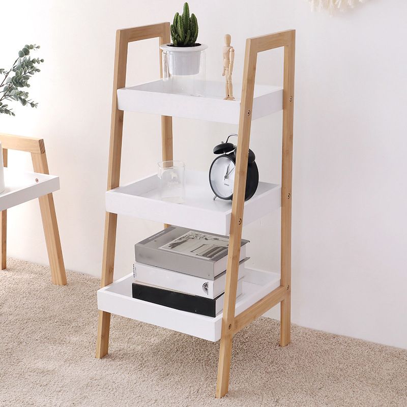 Contemporary Open Shelf Bookcase Bamboo Bookshelf with Shelves for Living Room