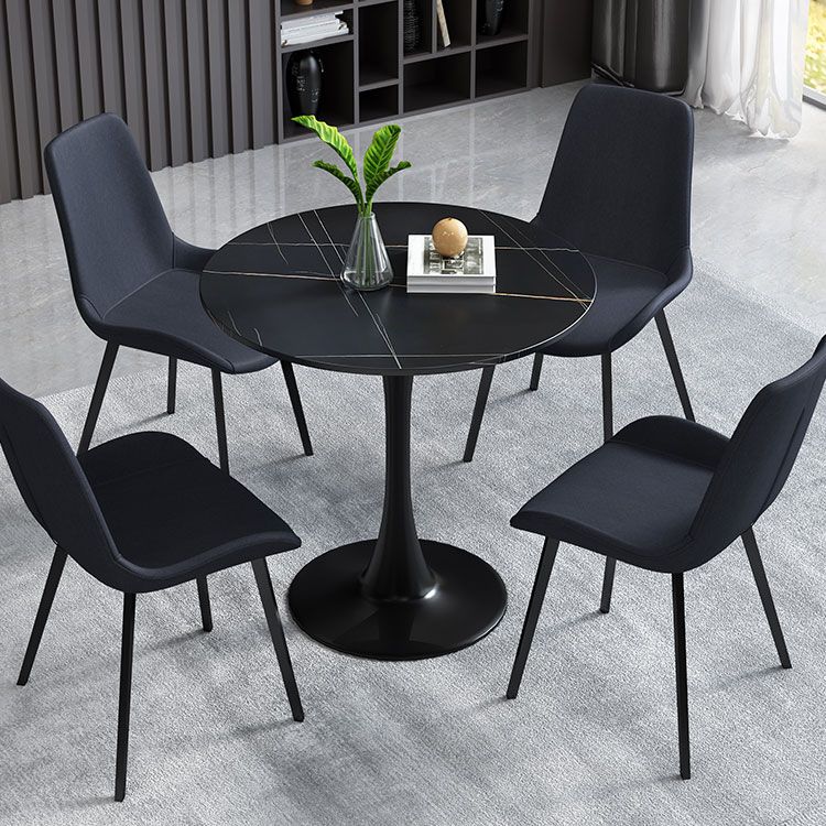 Mesa de comedor redonda Simplicity de piedra sinterizada con base de tulipán