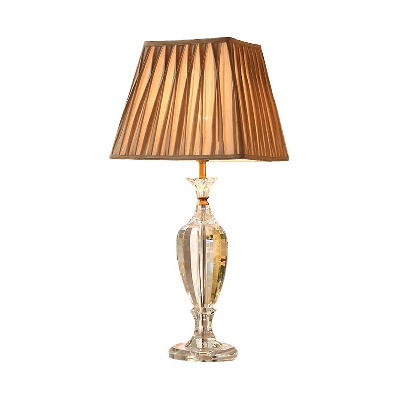 Lampada da tavolo a forma di vaso Lampada da comodino contemporanea in cristallo trasparente con 1 lampadina in beige