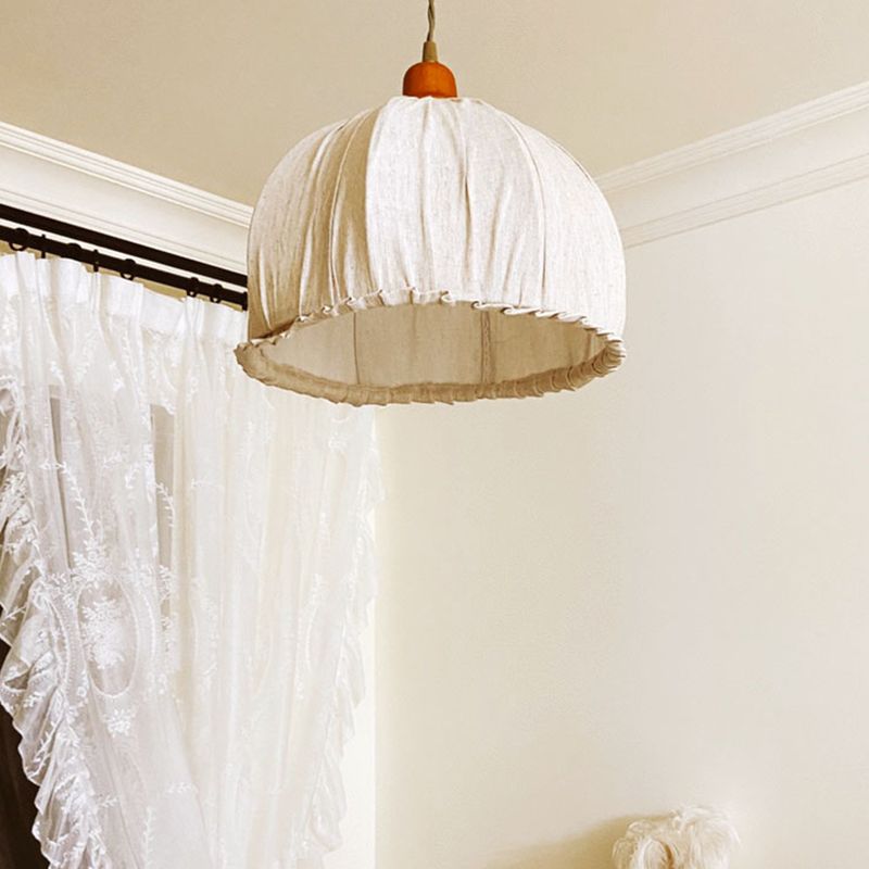 Ciotola in tela in tela lampada a sospensione in stile tessuto in stile nordico 1 luce sospesa per camera da pranzo camera da letto