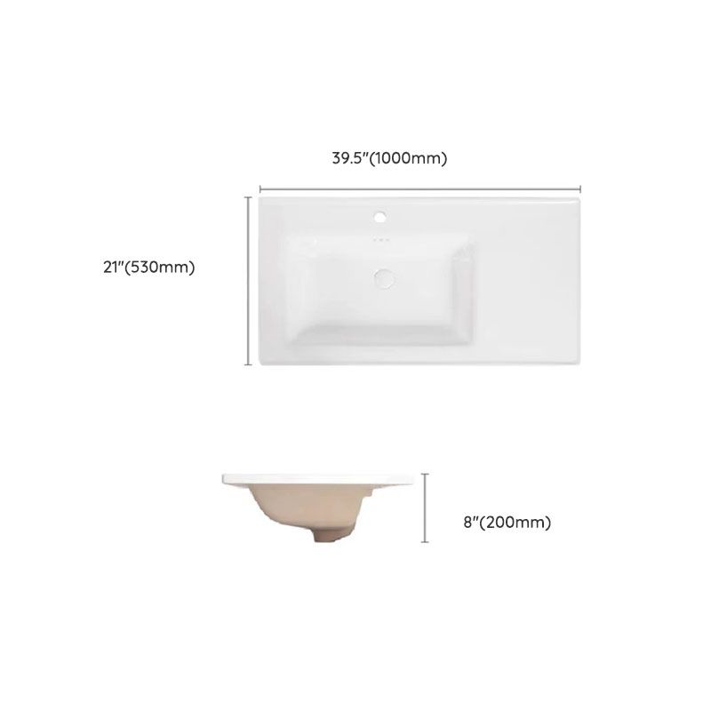 Modern Drop-in Bathroom Sink Porcelain Left Basin Bathroom Sink(Not Included Faucet)