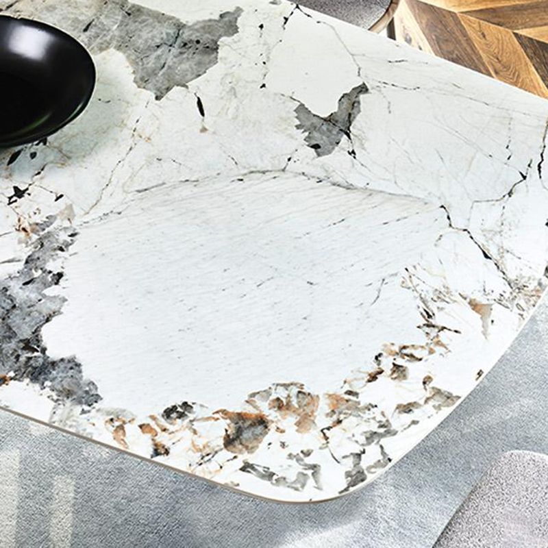 Rectangle Stone Top Dining Table Modern Metal Base Dining Table for Living Room