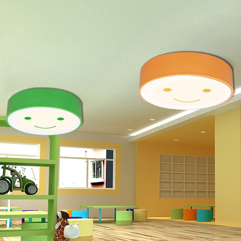 Smiling Face Nursery Flush Ceiling Light Acrylic Kids LED Flush Mount Lighting Fixture