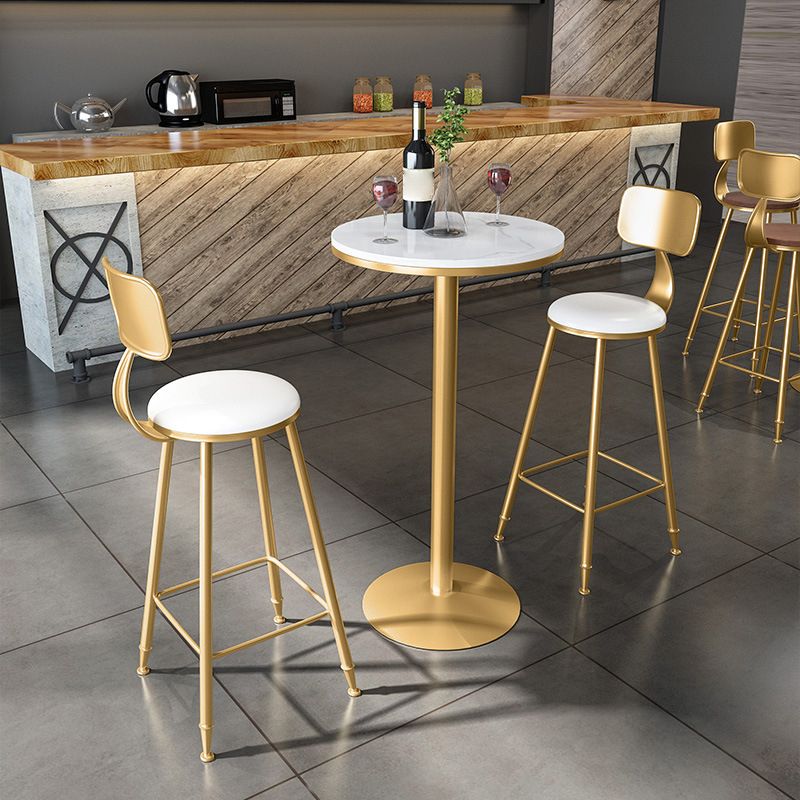 1/3 Pieces Glam Bar Table Set Round Bistro Set with White Faux Marble Top