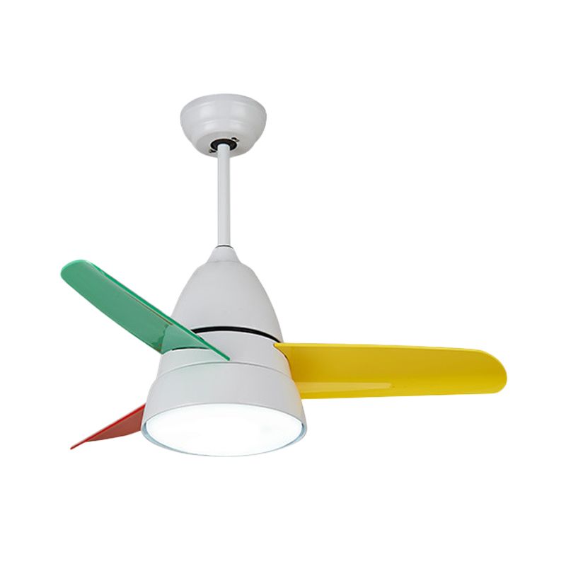 36" Wide LED Hanging Fan Lamp Fixture Classic Acrylic Tapered Semi-Flush Mount Light with 3 Blades