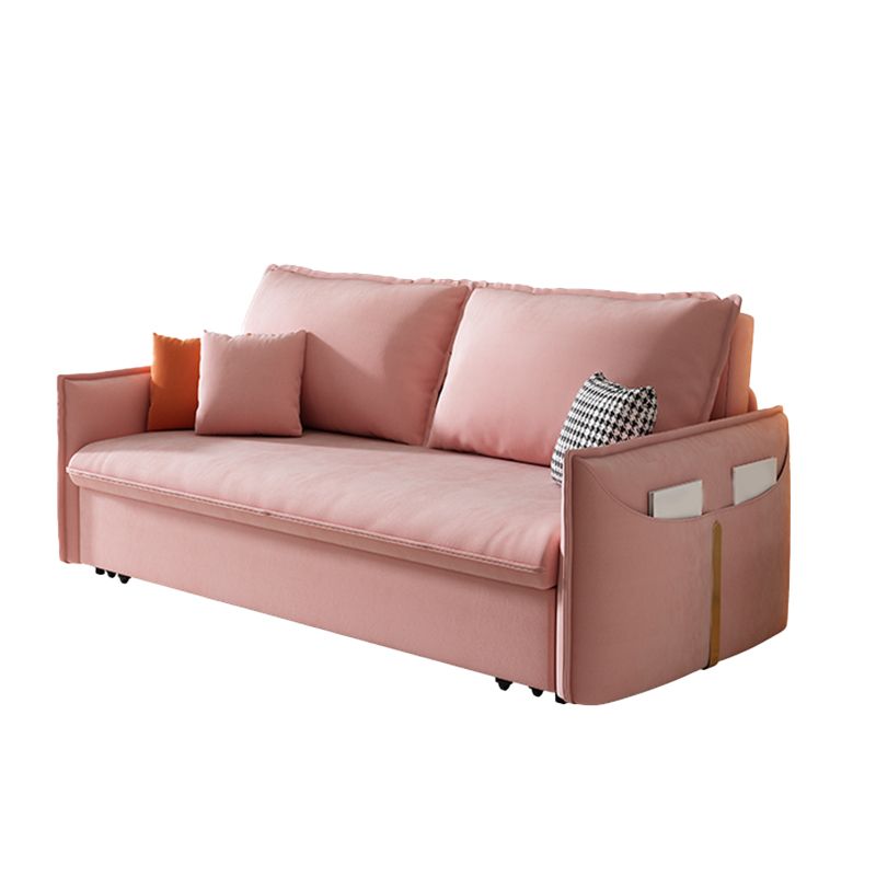 Glam Futon Sleeper Sofa Bed Living Room Convertible Sofas in Pink