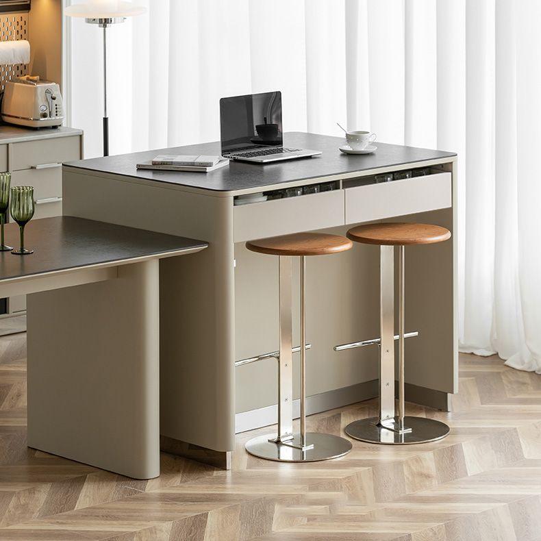 Modern Stationary Kitchen Island Granite Top Kitchen Island Table with Drawer