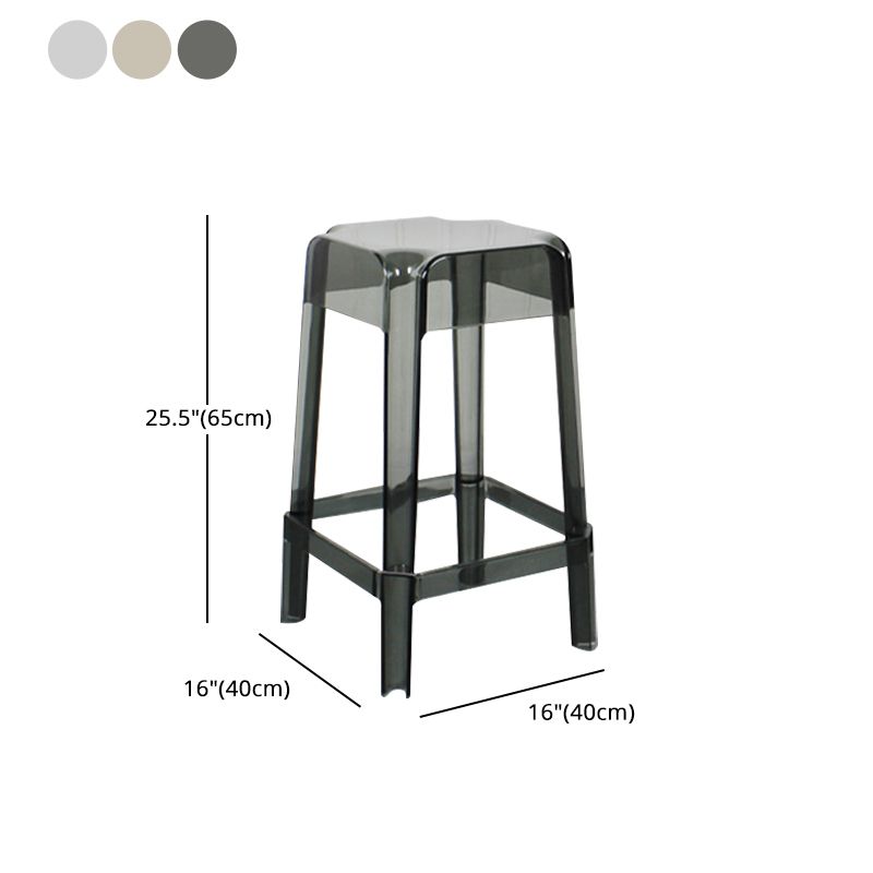 Taburete de bar de plástico sin respaldo moderno, reposapiés, taburete interior apilable cuadrado