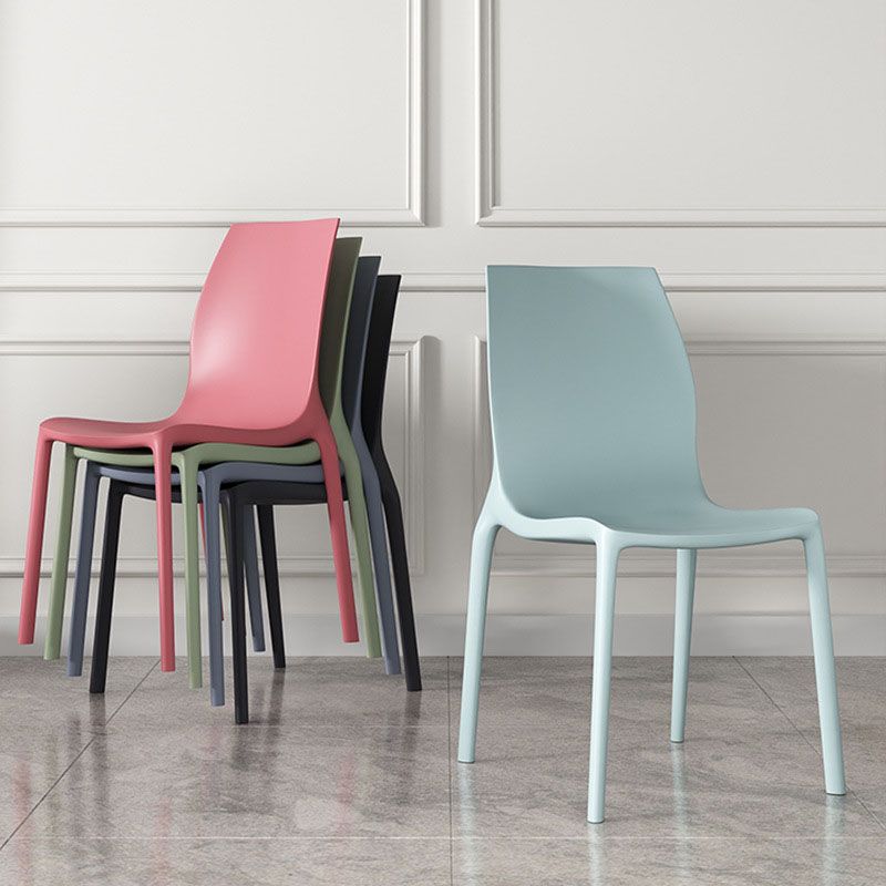 Contemporary Style Stackable Chairs Dining Armless Chair with Plastic Legs for Kitchen