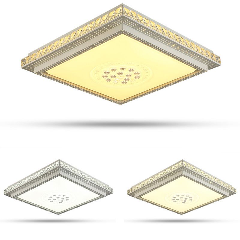 Lámpara de techo empotrada geométrica para sala de estar, lámpara empotrada simple LED de cristal en blanco