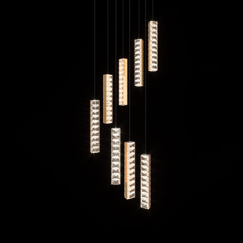 Lineaire hangende verlichtingsarmaturen Moderne eenvoudige K9 Crystal Plafond Pendant voor restaurant